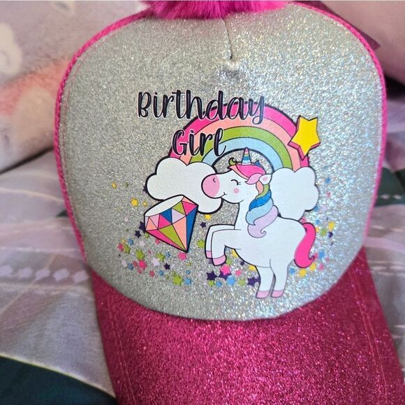 Multicolored birthday girl sparkle baseball cap - Picture 3 of 12